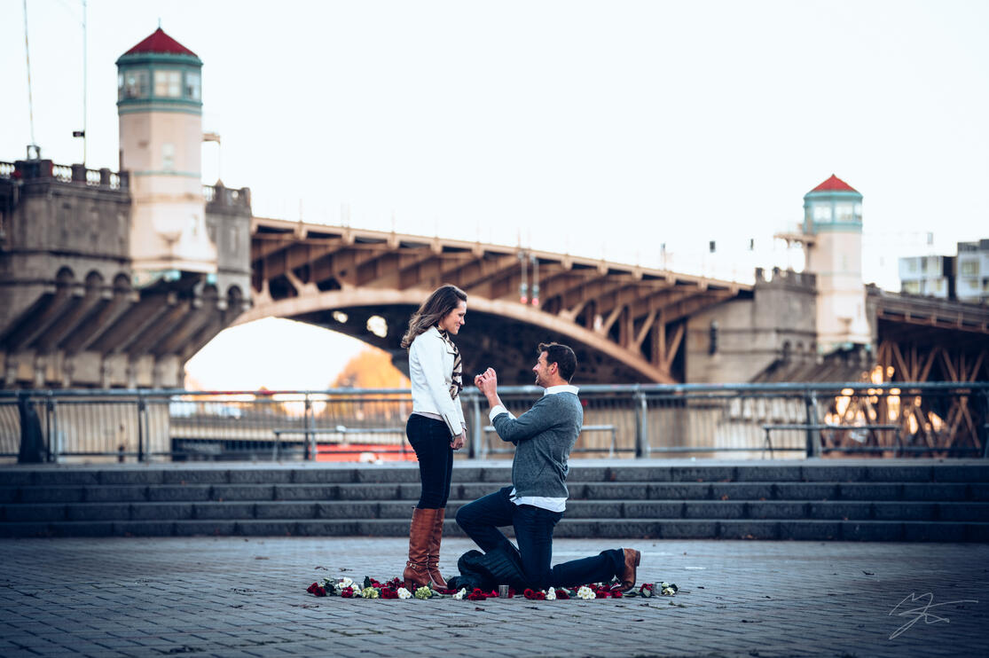 Proposal on the waterfront, near the Burnside Bridge, where we met.